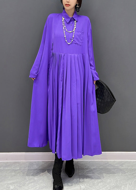 Purple Organic Peter Pan Collar Button Robe maxi