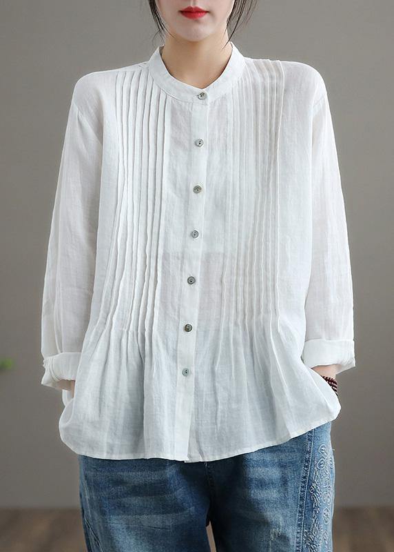 Organic Blue Spring Linen Shirt Tunics Casual Cotton Blouse - SooLinen