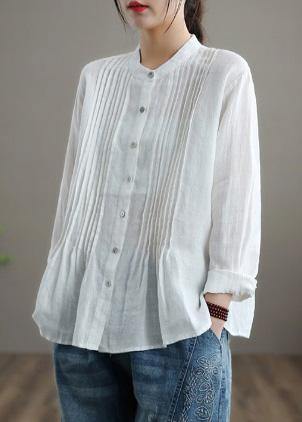 Organic Blue Spring Linen Shirt Tunics Casual Cotton Blouse - SooLinen