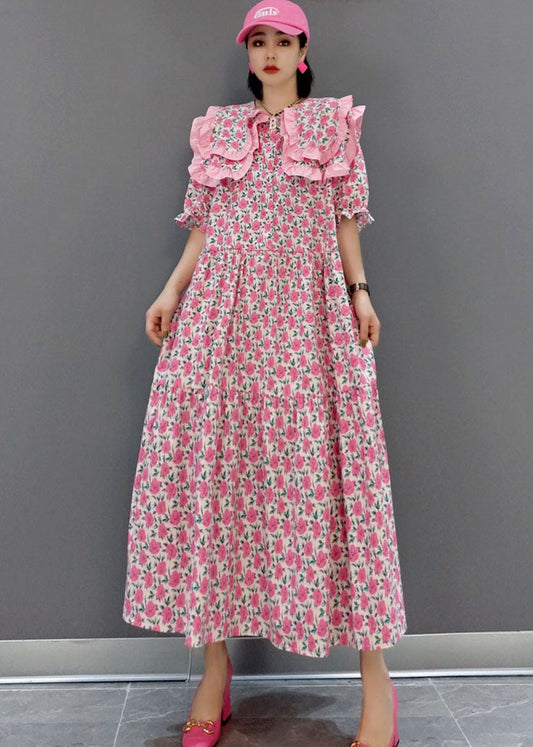 Patchwork Pinkwork Cotton Robes Maxi Half Mancheve