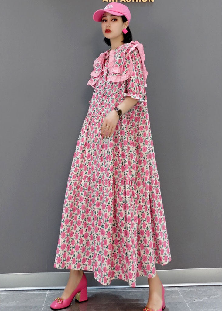 Patchwork Pinkwork Cotton Robes Maxi Half Mancheve