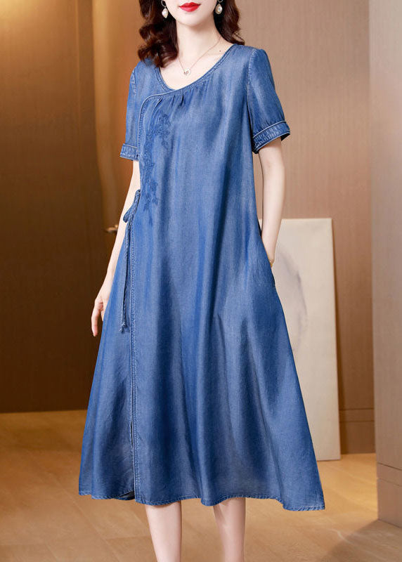 SIDE BLEU BLEU BLUE ROBE DE DENIM OUVERT SUM