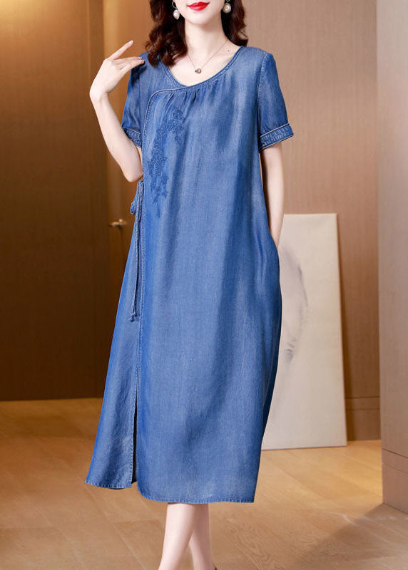 SIDE BLEU BLEU BLUE ROBE DE DENIM OUVERT SUM