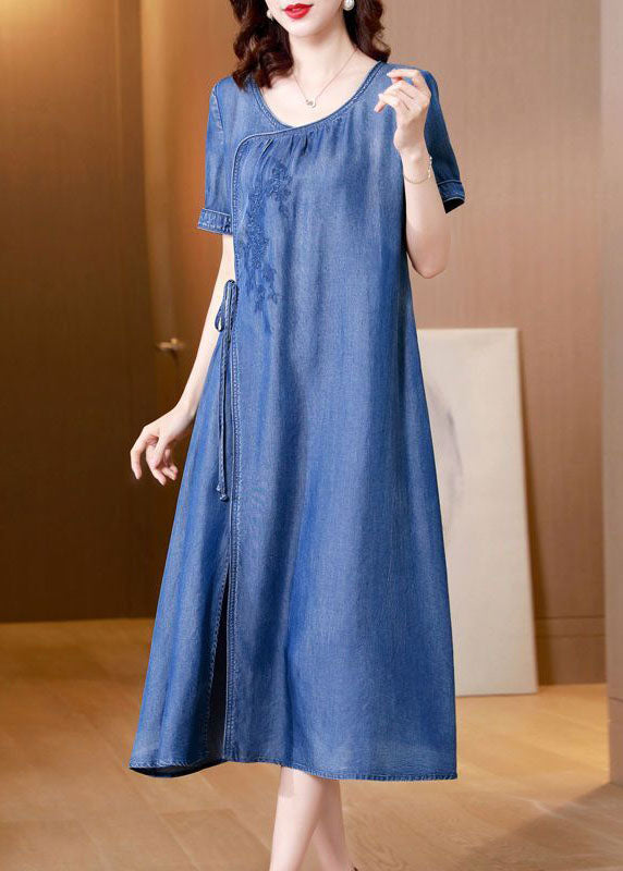 SIDE BLEU BLEU BLUE ROBE DE DENIM OUVERT SUM