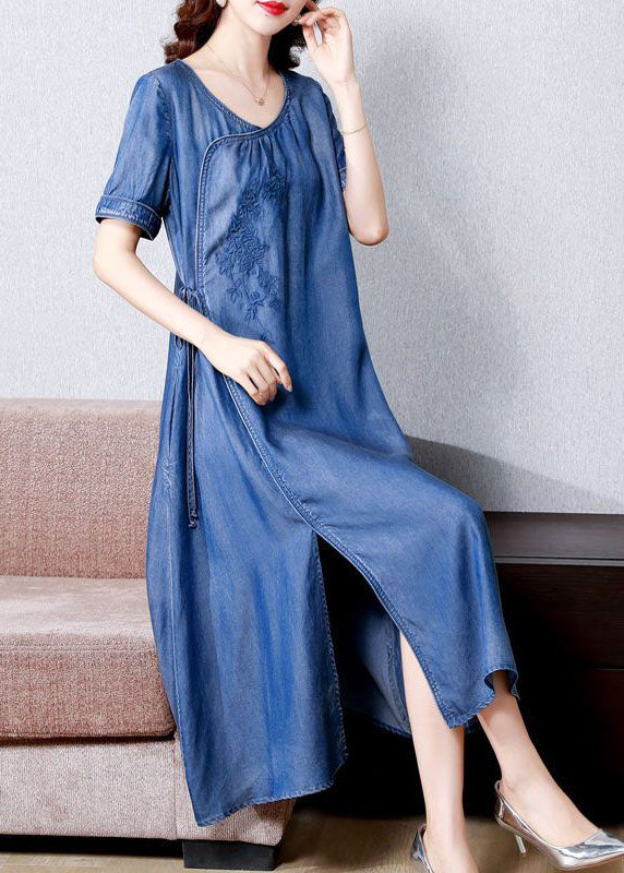 SIDE BLEU BLEU BLUE ROBE DE DENIM OUVERT SUM