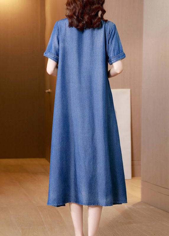 SIDE BLEU BLEU BLUE ROBE DE DENIM OUVERT SUM