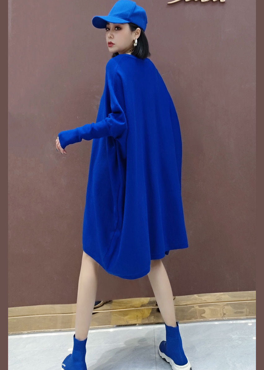 Robes en tricot en vase bleu taille plus taille printemps