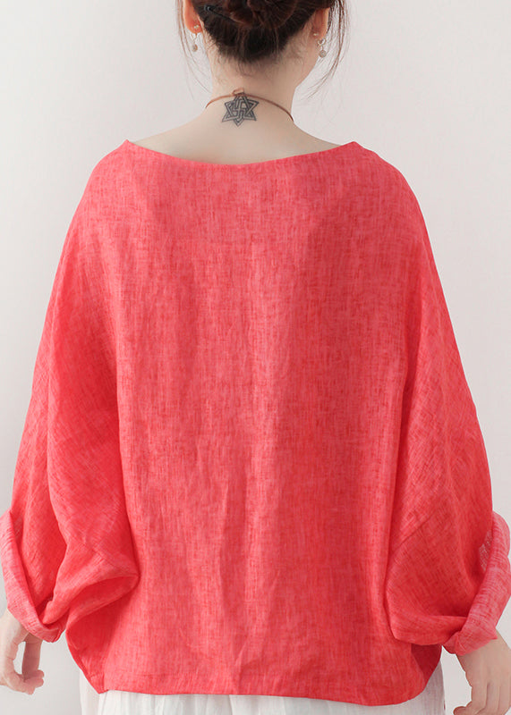 Sweat-shirt de lin rouge de taille plus rouge