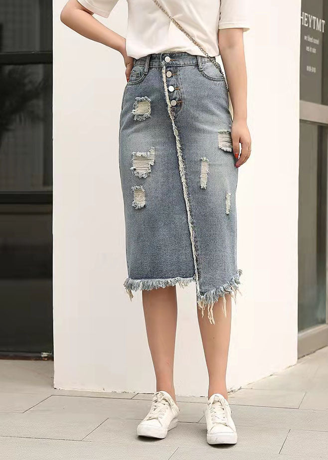 Retro Casual Large Elastic Waist 2024 Spring New Denim Skirt