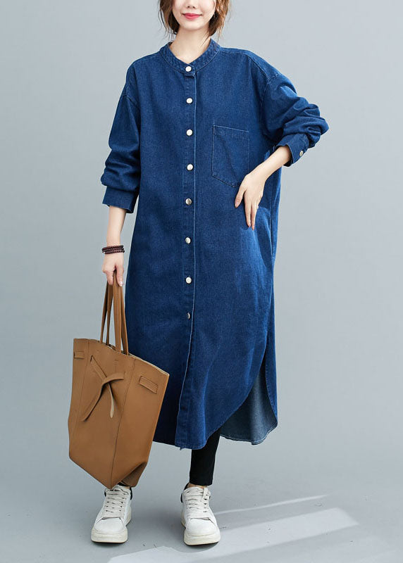 Colons de chantier bleu simple et chemises en jean Robe printemps