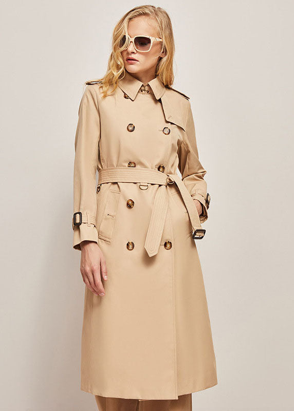 Classique Khaki Cotton Double Pinsed Trench Spring Veste Long Coat