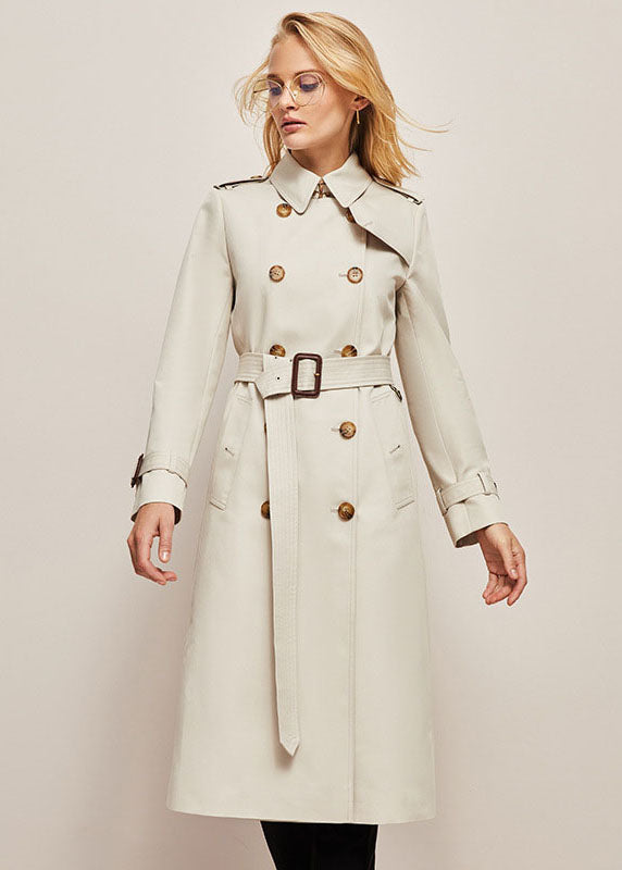 Classique Khaki Cotton Double Pinsed Trench Spring Veste Long Coat