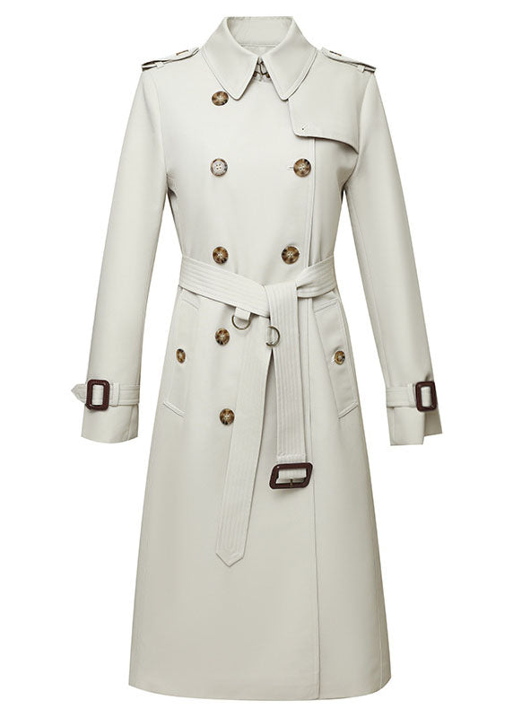 Classique Khaki Cotton Double Pinsed Trench Spring Veste Long Coat