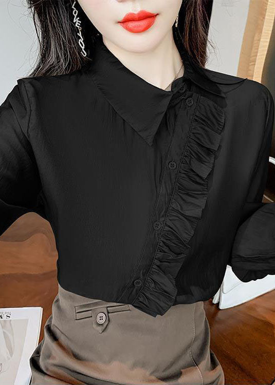 Top de chemise en mousseline noire