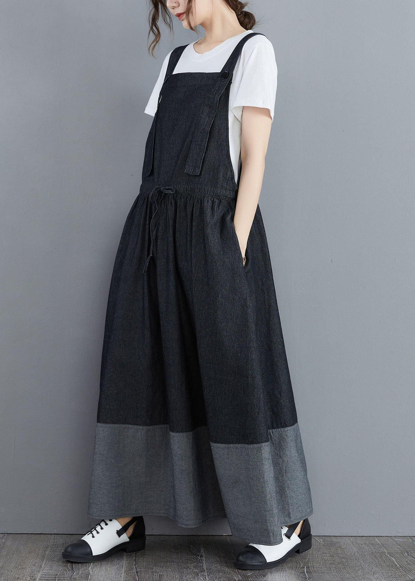 Splicing Denim Long back Dress - SooLinen