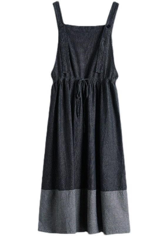 Splicing Denim Long back Dress - SooLinen