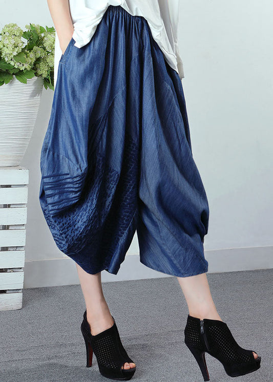 Style Blue Blueried Pockets Pantalon Denim printemps