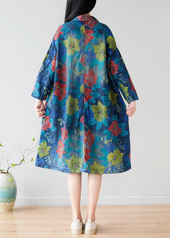 Style Green Peter Pan Collar Pockets Trench Coats Floral Spring