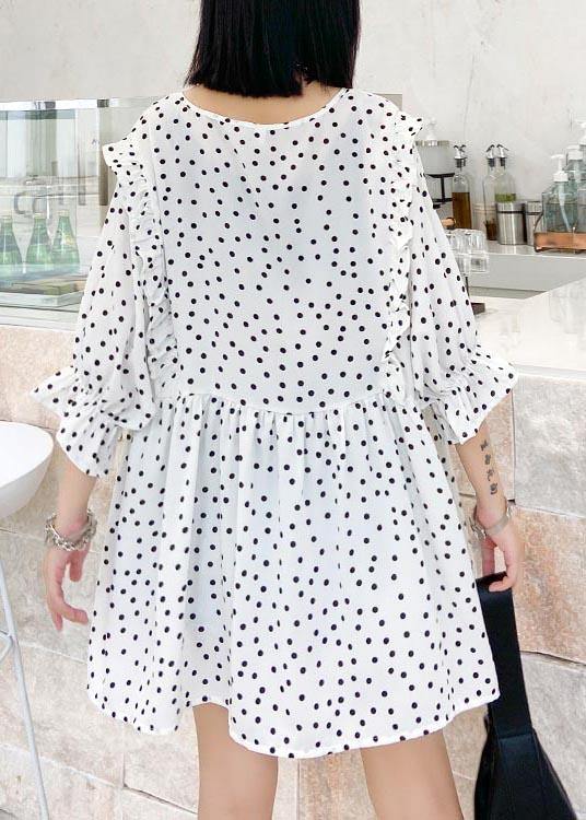 Temperament White Dot Chiffon shirt - SooLinen