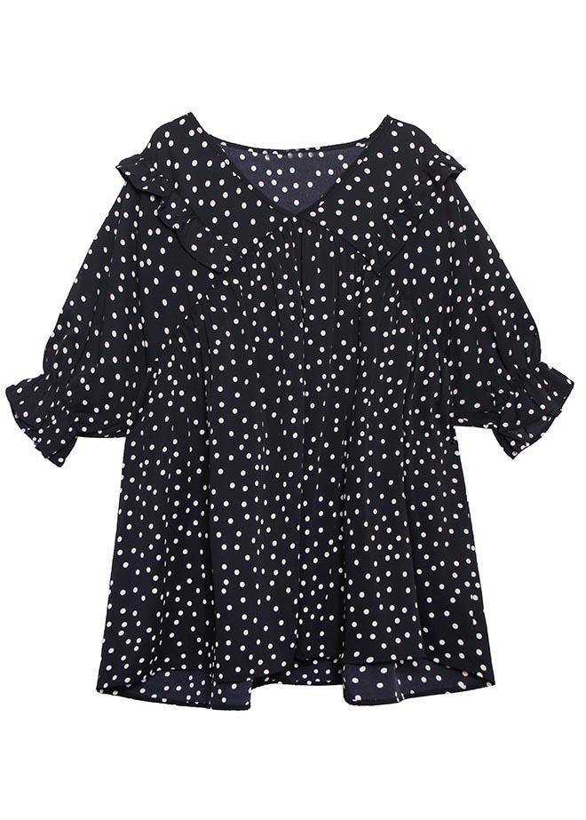 Temperament White Dot Chiffon shirt - SooLinen