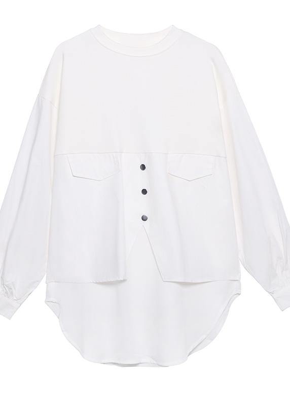 Unique Black Button Cotton Long Sleeve Spring Blouses - SooLinen