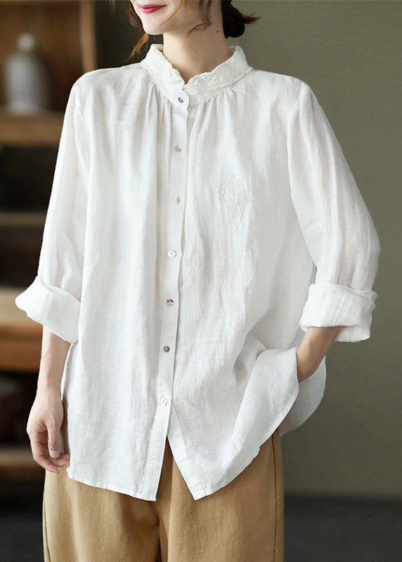 Boute à collier de pas blanc Pan Shirt à manches longues