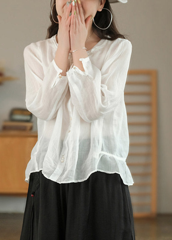 Patchwork Solid Ruffles Shirt Shirt Top Top Three Quarter Sleeve