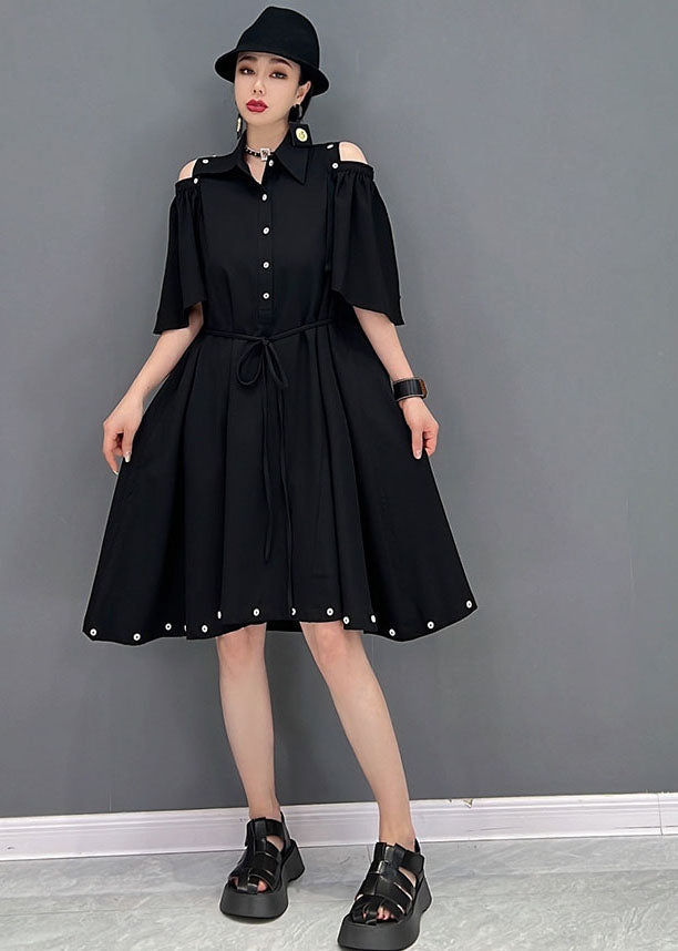 Femmes noires Original Peter Pan Collar patchwork amovible Cotton Holiday Holiday Long Robe Cloak Sleeves