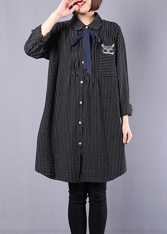 Femmes Spring Cat Laçage Stripe Shirt