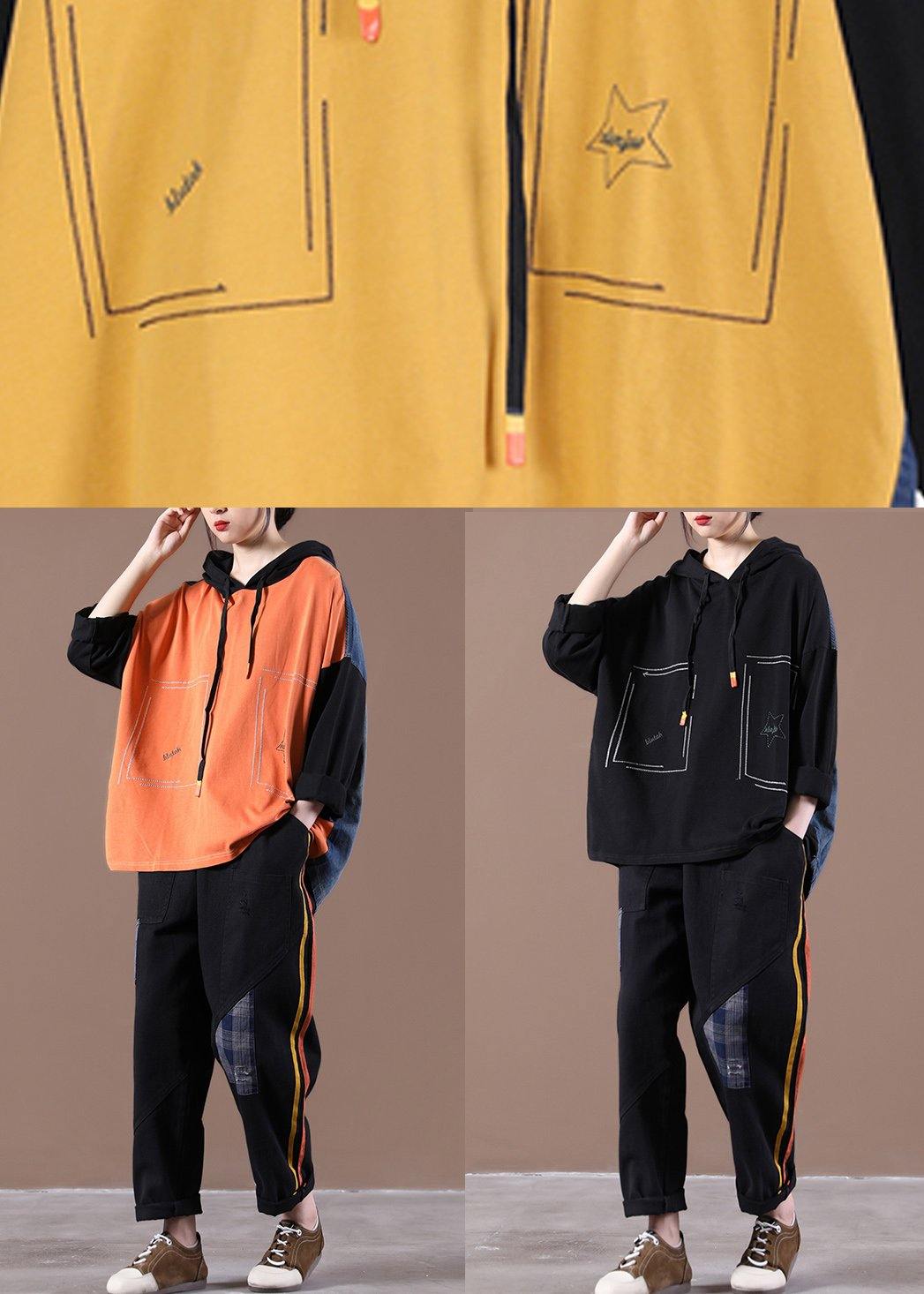 Yellow Loose Denim StitChing Suit - SooLinen