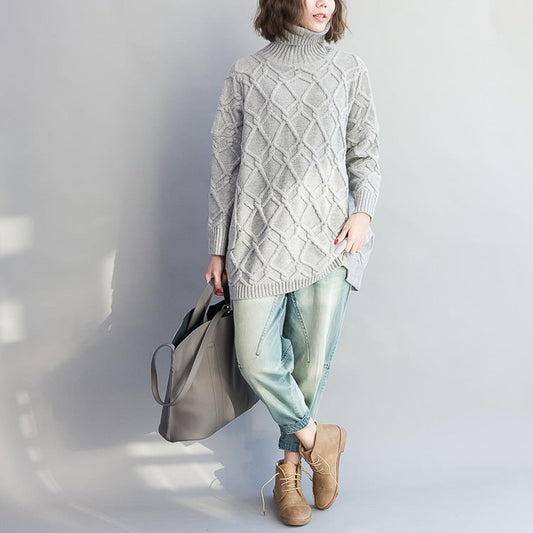 Pull en coton gris clair chaud