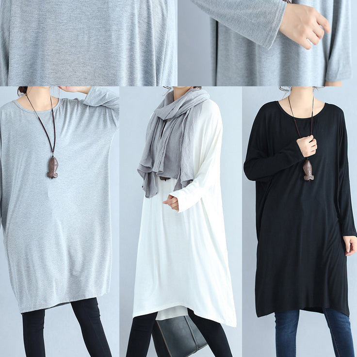 autumn white casual cotton t shirt dresses oversize long sleeve shift dress