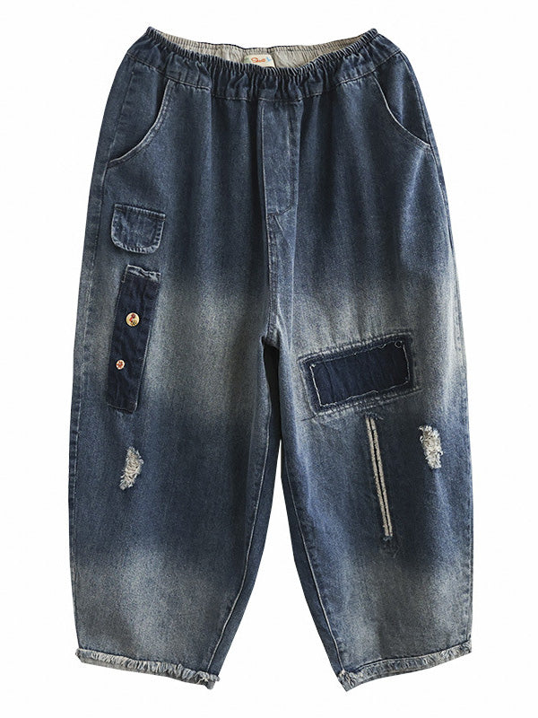 Élasticité creux vintage Nizh pantalon en denim