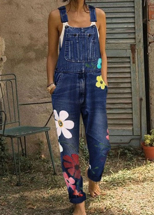 Boho Sunflower Print Denim Suit