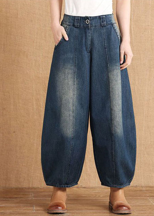 diy Blue Casual Pockets Button lantern Fall Denim Pants