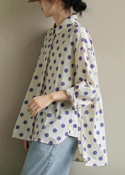 diy lapel low high design clothes Inspiration purple dotted blouses - SooLinen