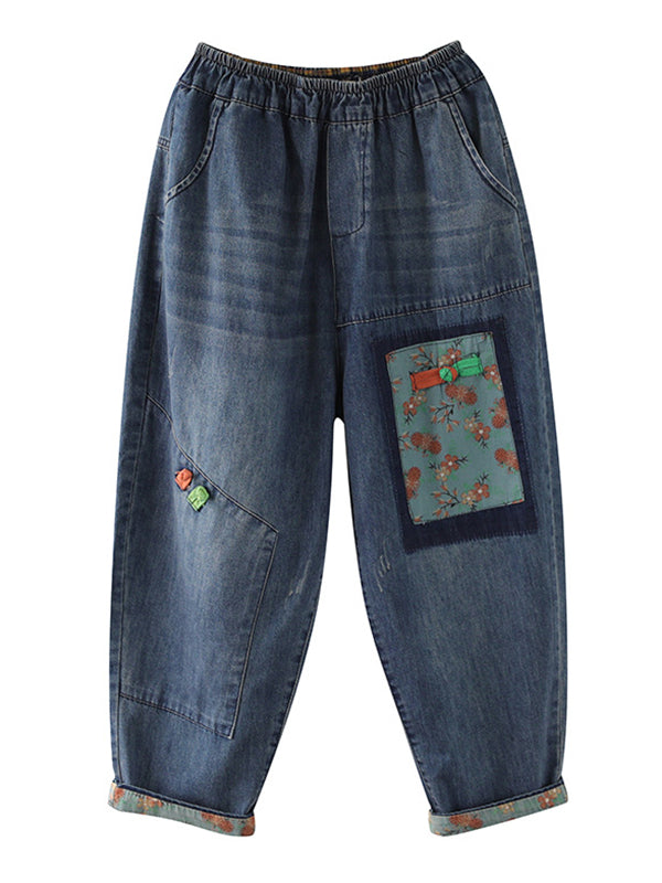 Pantalon de jean rétro artistique vintage