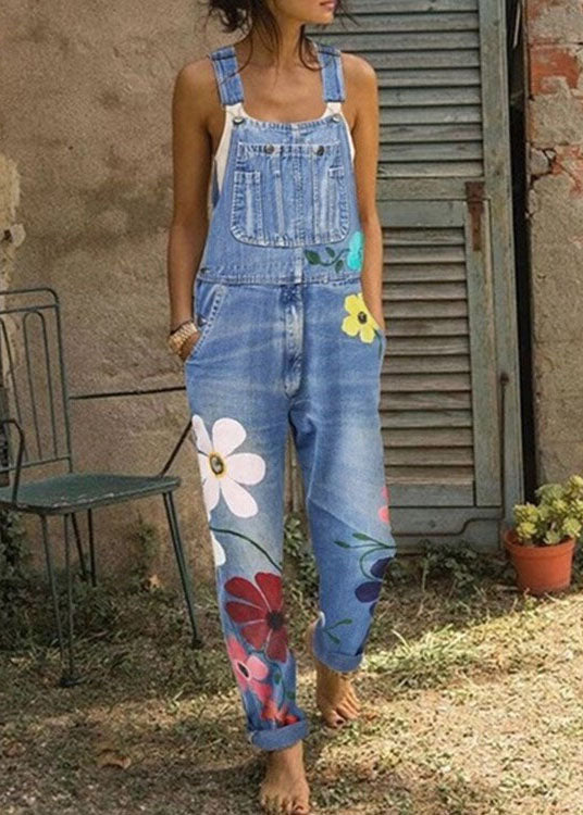 Boho Sunflower Print Denim Suit