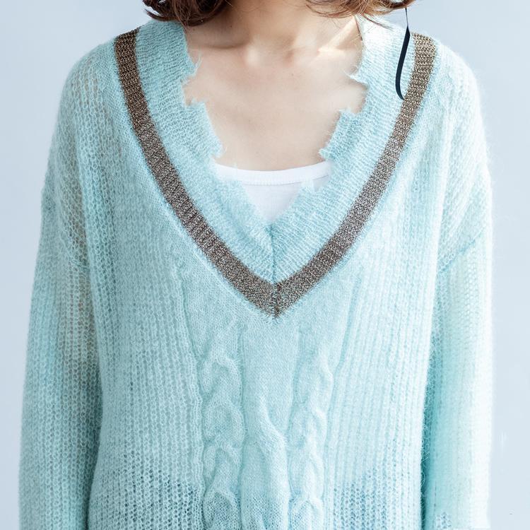 Nouveau pull en laine chaud bleu clair