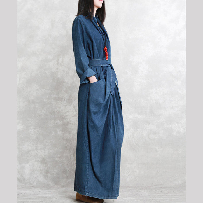 Robe d'automne fut 2018 Blue 2018 Casual V Coup Taon Robe de voyage de voyage 2018 Salle longue du dossier ouverts